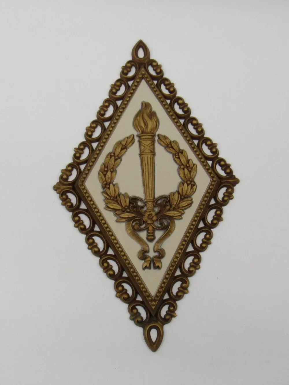 Vintage 1970's Homco #7227 Goldtone Diamond Wall Plaques Plastic Resin Material